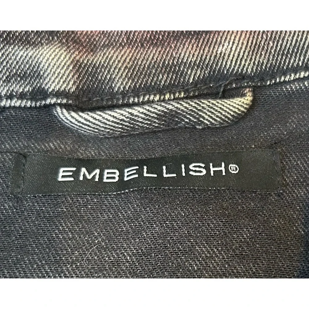 Embellish NYC Mens Multi Color Paint Splatter Denim Trucker Jacket Red‎ Size M